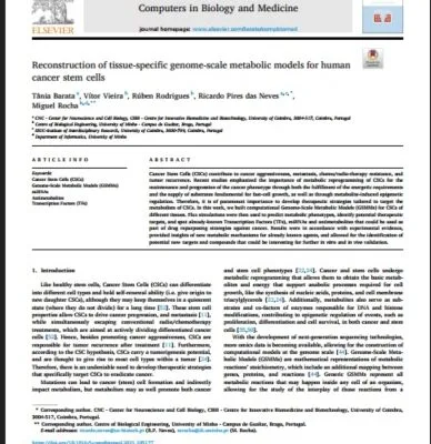 خرید و دانلود نسخه کامل مقاله Reconstruction of tissue-specific genome-scale metabolic models for human cancer stem cells