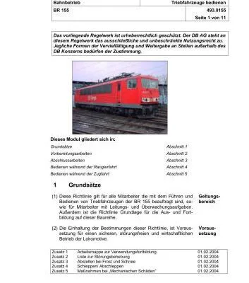 خرید و دانلود نسخه کامل کتاب Bahnbetrieb. Triebfahrzeuge bedienen. BR 155. Richtlinie 493.0155