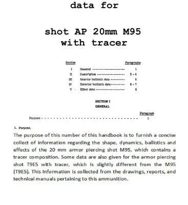 خرید و دانلود نسخه کامل کتاب Ballistic and engineering data for shot AP 20mm M95 with tracer