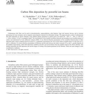خرید و دانلود نسخه کامل کتاب Carbon film deposition by powerful ion beams