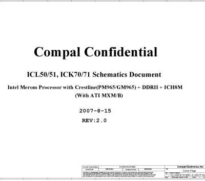 خرید و دانلود نسخه کامل کتاب Compal Confidential : ICL50/51, ICK70/71 Schematics Document : Intel Merom Processor with Crestline(PM965/GM965) + DDRII + ICH8M (With ATI MXM/B)