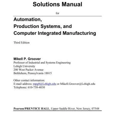 خرید و دانلود نسخه کامل کتاب Groover. Solutions Manual for Automation, Production Systems, and Computer-Integrated Manufacturing