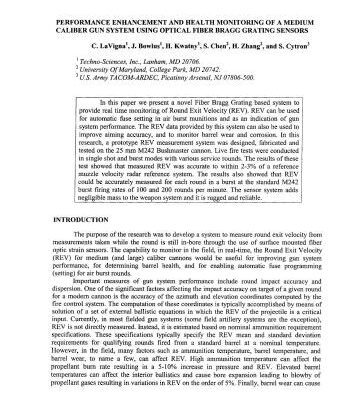 خرید و دانلود نسخه کامل کتاب Performance enhancement and health monitoring of a medium caliber gun system using optical fiber bragg grating sensors