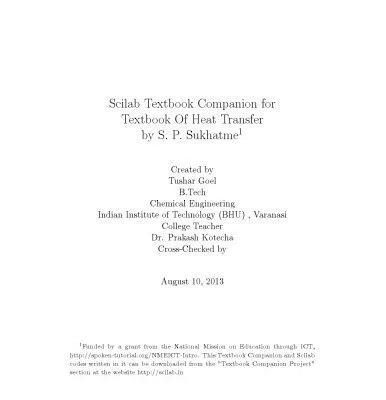 خرید و دانلود نسخه کامل کتاب Scilab Companion for Textbook of Heat transfer S P Sukhatme