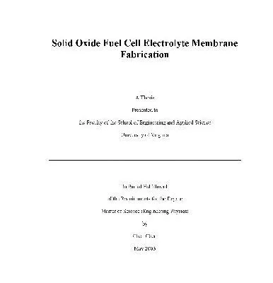 خرید و دانلود نسخه کامل کتاب Solid Oxide Fuel Cell Electrolyte Membrane Fabrication