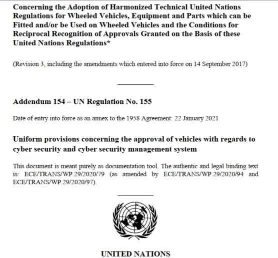 UN Regulation No. 155 - Cyber security and cyber security management system خرید و دانلود نسخه کامل کتاب مقررات UN Regulation No. 155 - Cyber security and cyber security management system