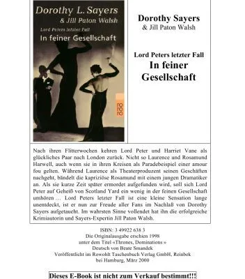 خرید و دانلود نسخه کامل کتاب In feiner Gesellschaft. Lord Peters letzter Fall