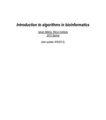 خرید و دانلود نسخه کامل کتاب Introduction to algorithms in bioinformatics