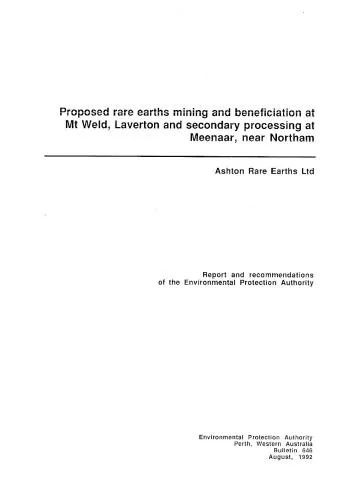 خرید و دانلود نسخه کامل کتاب Proposed rare earths mining and beneficiation at Mt Weld, Laverton and secondary processing at Meenaar, near Northam_68c2515731de0.jpeg خرید و دانلود نسخه کامل کتاب Proposed rare earths mining and beneficiation at Mt Weld, Laverton and secondary processing at Meenaar, near Northam