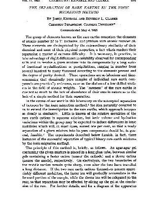خرید و دانلود نسخه کامل کتاب The Separation of Rare Earths by the Ionic Migration Method