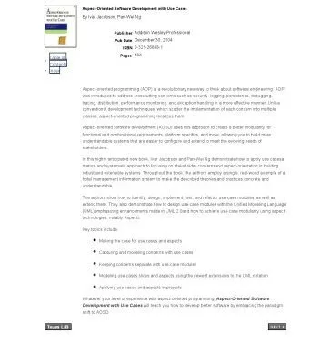 خرید و دانلود نسخه کامل کتاب Aspect-Oriented Software Development with Use Cases
