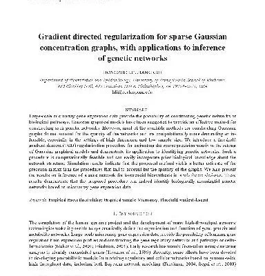 خرید و دانلود نسخه کامل کتاب Gradient directed regularization for sparse Gaussian concentration graphs, with applications to inference of genetic networks
