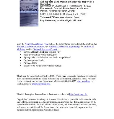 خرید و دانلود نسخه کامل کتاب Improving the Scientific Foundation for Atmosphere-land-ocean Simulations: Report of a Workshop