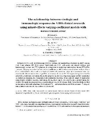خرید و دانلود نسخه کامل کتاب The relationship between virologic and immunologic responses in AIDS clinical research using mixed-effects varying-coefficient models with measurement error