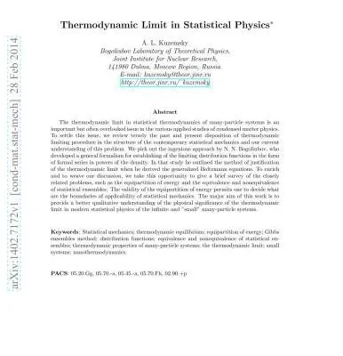 خرید و دانلود نسخه کامل کتاب Thermodynamic Limit in Statistical Physics
